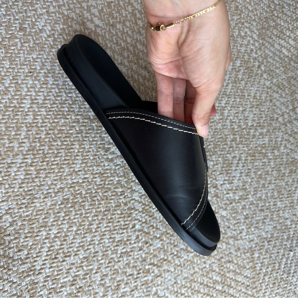 COS Contrast-Stitch Buckled Leather Slides - Picture 14 of 16